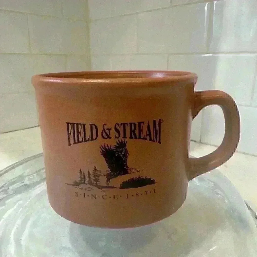 Field & Stream Mug Cup Brown Large Stoneware Soup Coffee Outdoor Adventu…